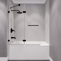 Anzzi Pacific 48 in. by 58 in. Frameless Hinged Tub Door in Matte Black SD-AZ8076-01MB